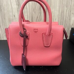 MCM Milla Mini Grained Calfskin Mini Milla Tote Pink